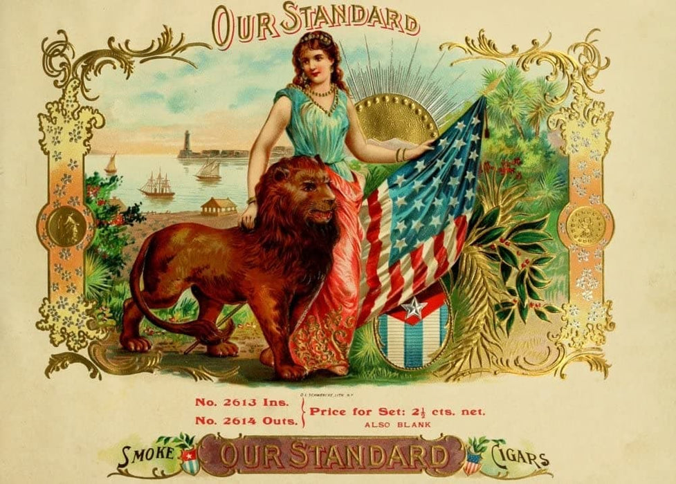 Vintage Tobacco, Cigarettes and Cigars 'Our Standard Cigars', U.S.A, 1890's, Reproduction 200gsm A3 Vintage Art Nouveau Poster
