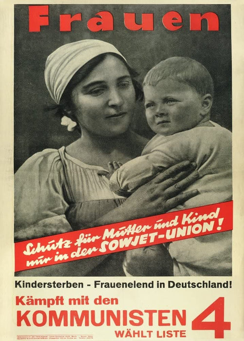 Vintage German Communist Propaganda 'Safety for Women and Babies in The Soviet Union with Communism', Germany, 1932, Reproduction 200gsm A3 Vintage German Interwar Communist Propaganda Poster