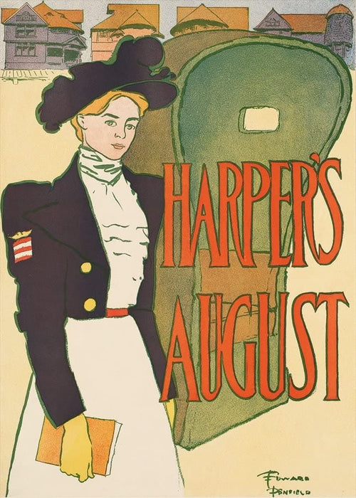Vintage Literature 'The Lady in The Uniform' from 'Harper's Magazine', U.S.A, 1897, Edward Penfield, Reproduction 200gsm A3 Vintage Art Nouveau Poster