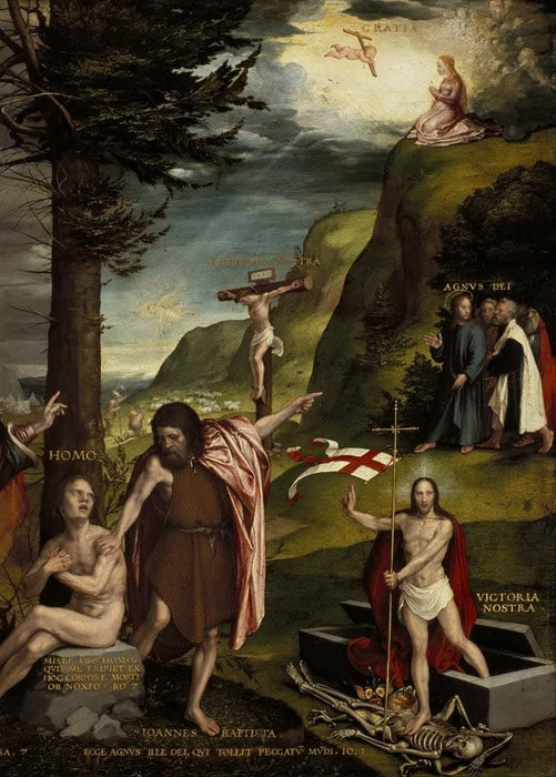 Hans Holbein The Younger 'An Allegory of The Old and New Testaments, Further Detail', Germany, 1530, Renaissance, Reproduction 200gsm A3 Vintage Classic Art Poster