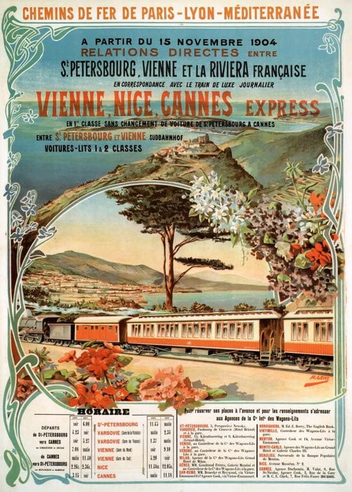 Vintage Travel Europe 'The Venice, Nice, Cannes Express to St. Petersburg, Russia', 1904, Reproduction 200gsm A3 Vintage Travel Poster