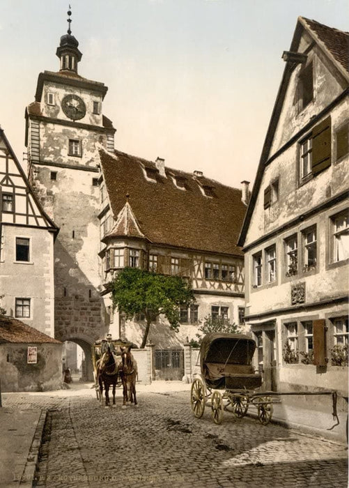 Vintage Travel Germany 'White Tower, Rothenburg, Bavaria', 1890's, Reproduction 200gsm A3 Photography Travel Poster