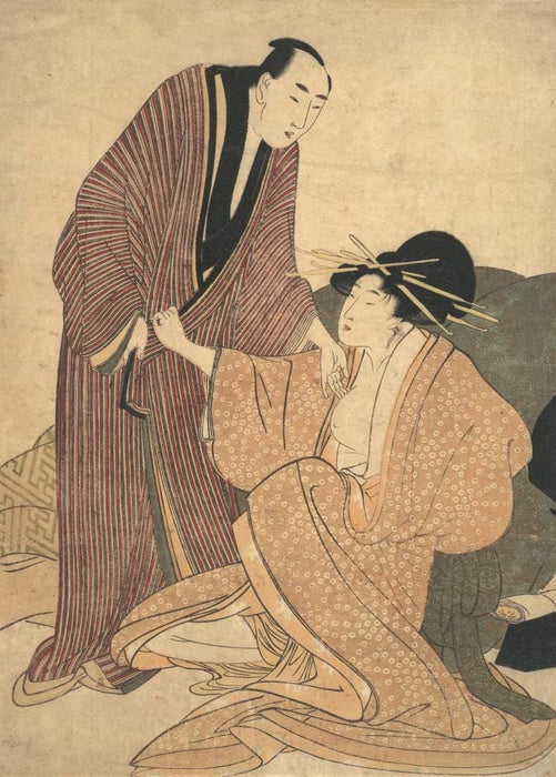 Kitagawa Utamaro 'Parting of Lovers', Japan, 18th Century, Reproduction 200gsm A3 Vintage Classic Ukiyo-e Art Poster