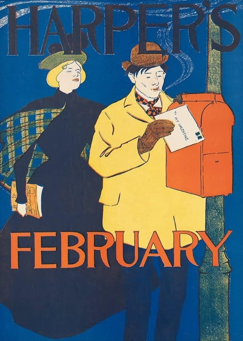 Vintage Literature 'Valentine Edition' from 'Harper's Magazine, U.S.A, 1895, Edward Penfield, Reproduction 200gsm A3 Vintage Art Nouveau Poster