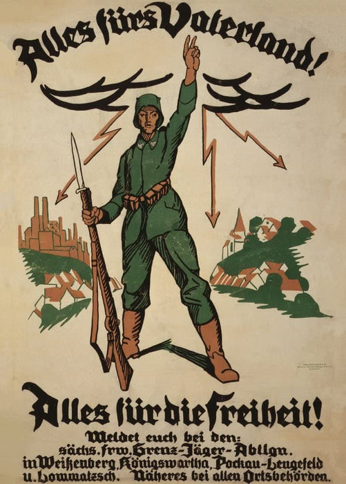 Vintage German WW1 Propaganda 'All for The Fatherland! All for Freedom', Germany, 1914-18, Reproduction 200gsm A3 Vintage German Propaganda Poster