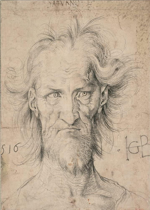 Albrecht Durer 'Head of a Bearded Old Man, Saturn', Germany, 1516, Reproduction 200gsm A3 Vintage Classic Art Poster - World of Art Global Limited