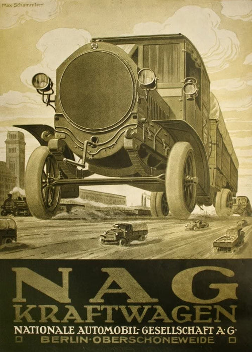 Vintage Automobile 'Nag Automobile Manufacturers', Germany, 1914-18, Reproduction 200gsm A3 Vintage German WW1 Automobile Poster