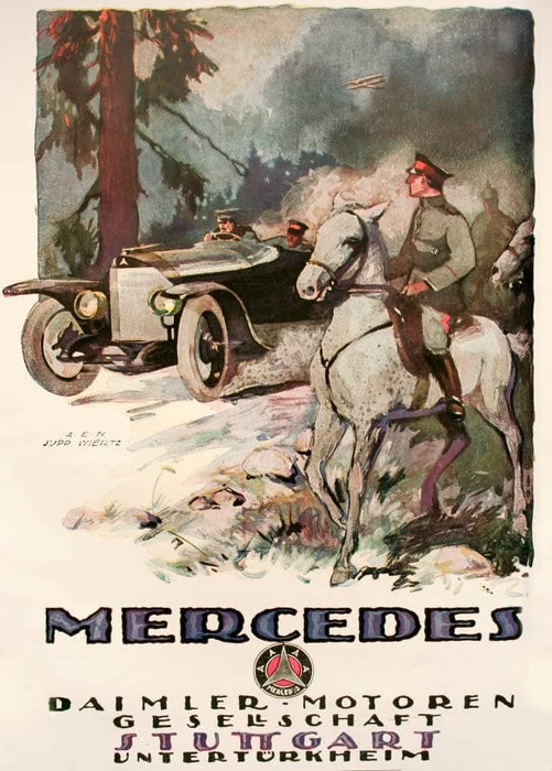 Vintage Automobile 'Mercedes Daimler, Stuttgart', Germany, 1914-18, Reproduction 200gsm A3 Vintage German WW1 Automobile Poster