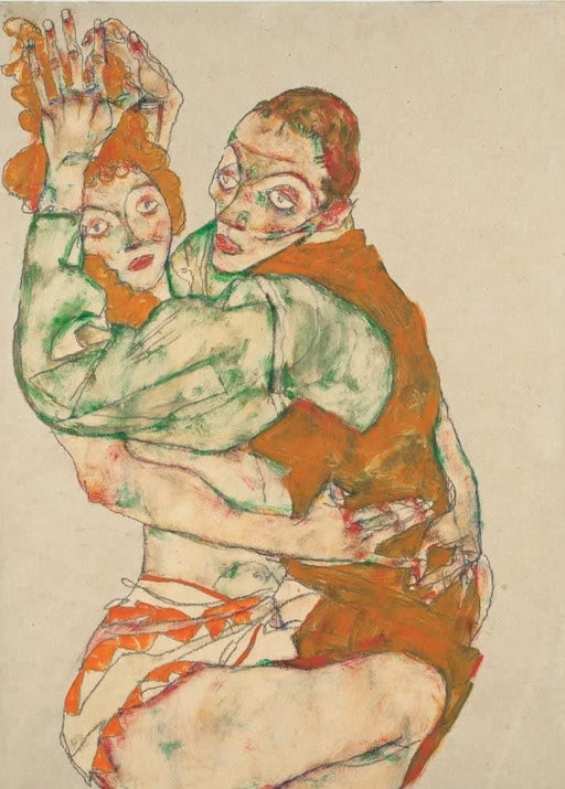 Egon Schiele 'Lovemaking, Detail', Austria, 1915, Reproduction 200gsm A3 Vintage Classic Art Poster - World of Art Global Limited