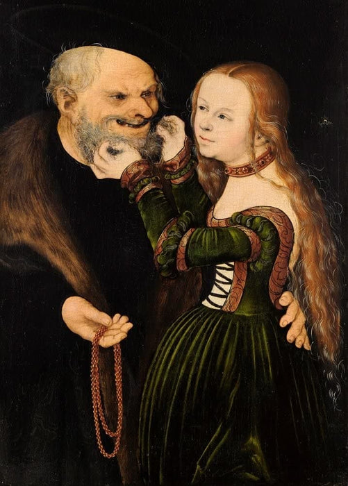 Lucas Cranach The Elder 'The Unequal Couple. Old Man in Love, Detail', 1530, Germany, Reproduction 200gsm A3 Vintage Classic Art Poster