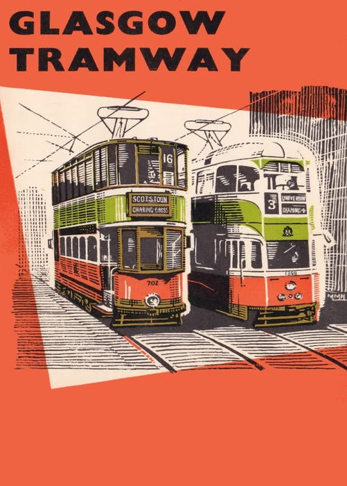 Vintage Travel Scotland 'Glasgow with Tramways', 1930's, Reproduction 200gsm A3 Vintage Art Deco Travel Poster