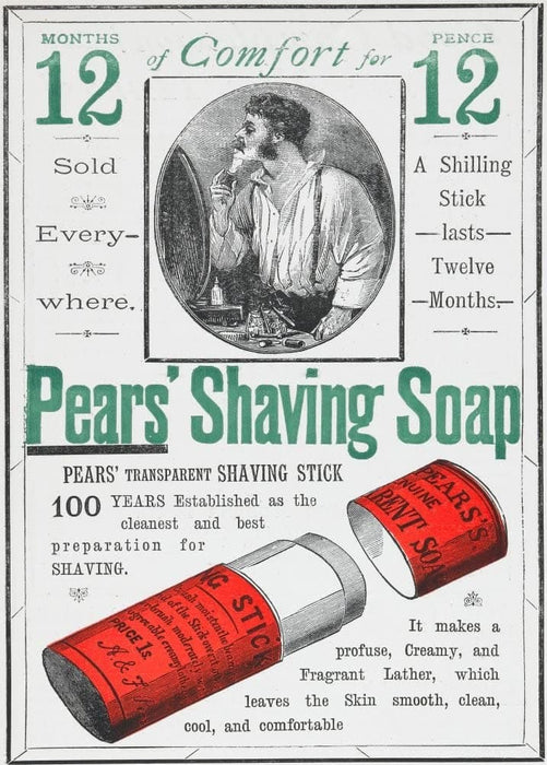 Vintage Barbershop and Salon 'Pears Shaving Soap', England, 1800's, Reproduction 200gsm A3 Vintage Barbershop Poster