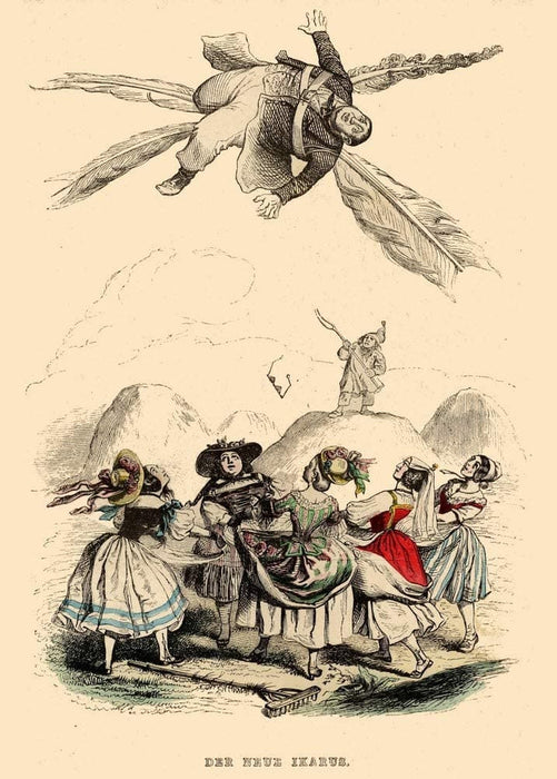 J.J Grandville 'The New Icarus', from 'Another World', France, 1844, Reproduction 200gsm A3 Vintage Fantasy Surrealism Art Poster