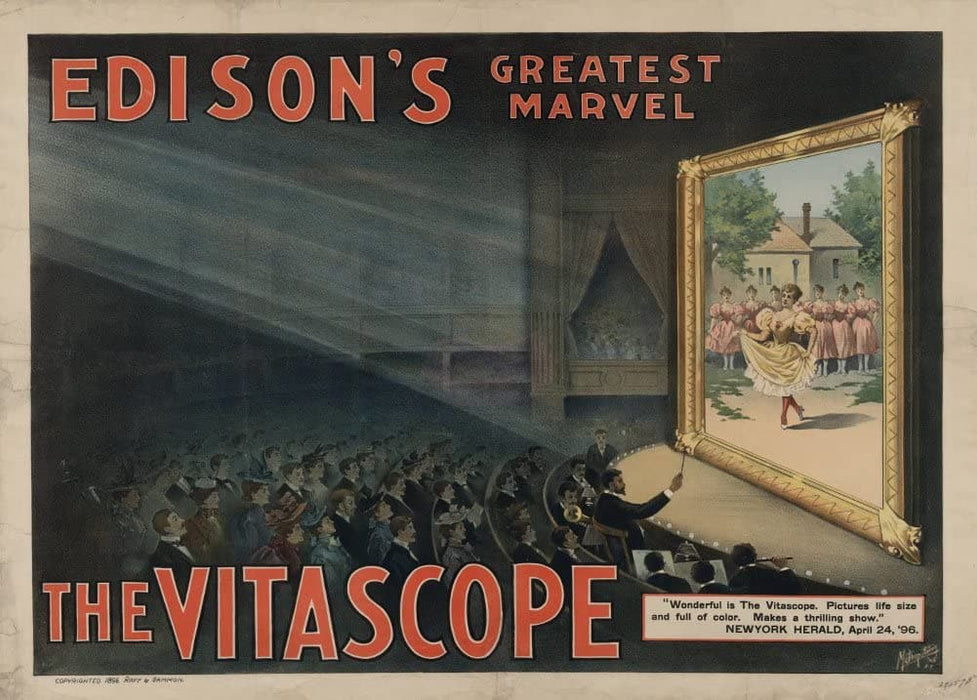 Vintage Film and Theatre 'Edison's Vitascope', U.S.A, 1895, Reproduction 200gsm A3 Vintage Classic Poster