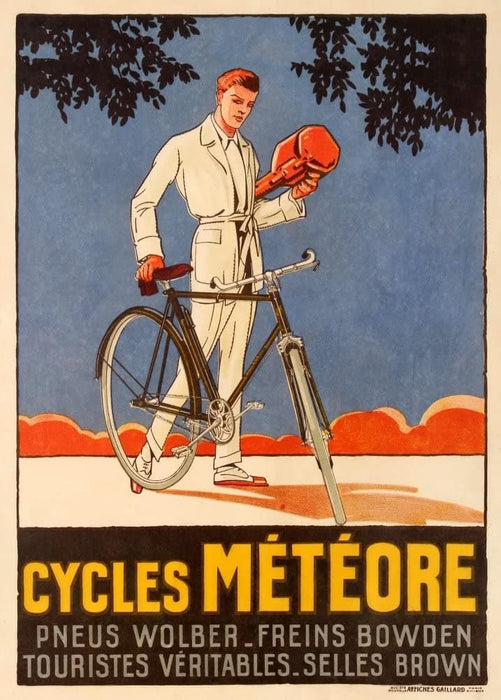 Vintage Cycling 'Meteore Cycles', France, 1926, Reproduction 200gsm A3 Vintage Art Deco Cycling Poster