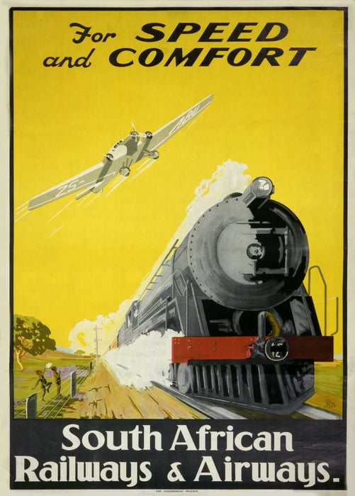 Vintage Travel South Africa 'Speed and Comfort with South African Airways and Railways', 1934, Reproduction 200gsm A3 Vintage Art Deco Travel Poster