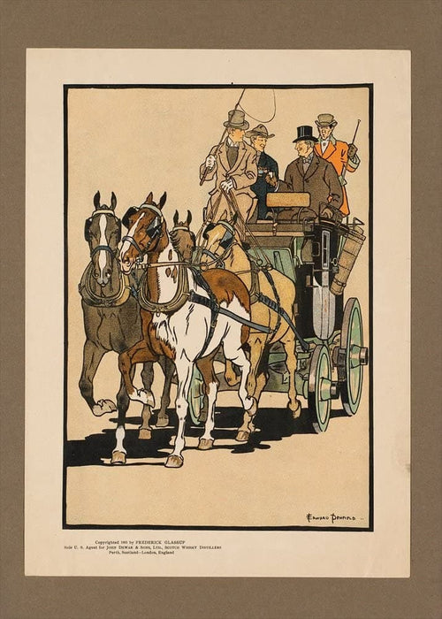 Vintage Literature 'Carriage Drawn by Four Horses', U.S.A, 1903, Edward Penfield, Reproduction 200gsm A3 Vintage Art Nouveau Poster