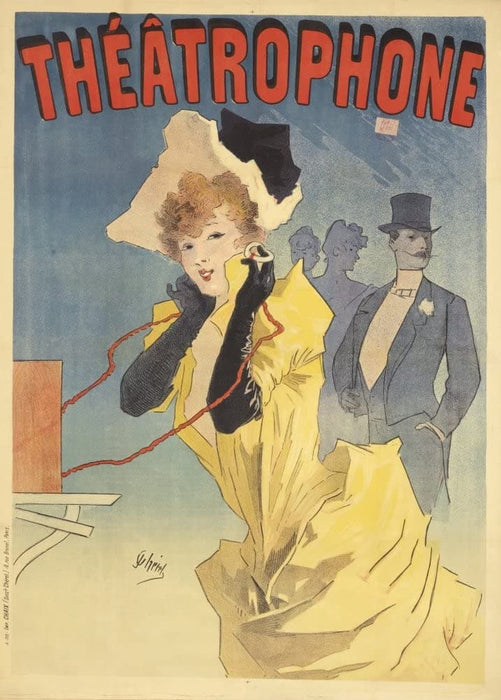 Jules Cheret 'Theatrophone', France, 1890, Reproduction 200gsm A3 Vintage Classic Art Nouveau Poster