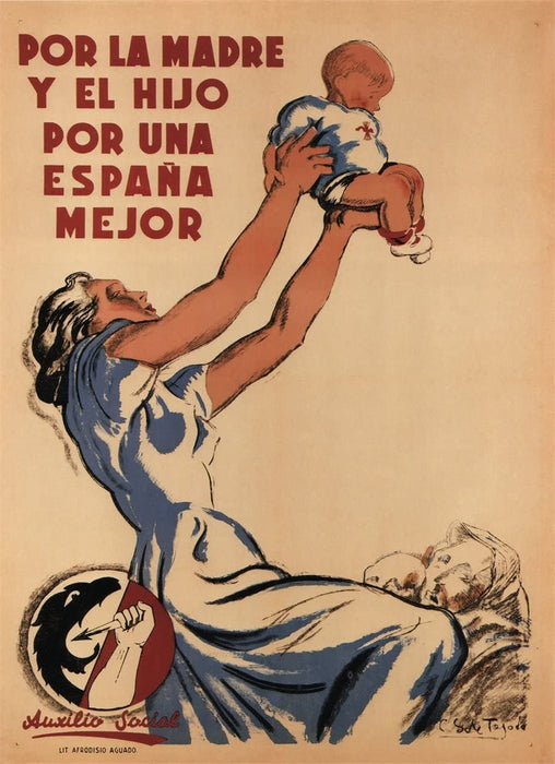 Vintage Spanish Civil War Propaganda 'A Better Spain for Mother and Son', Spain, 1936-39, Reproduction 200gsm A3 Vintage Propaganda Poster