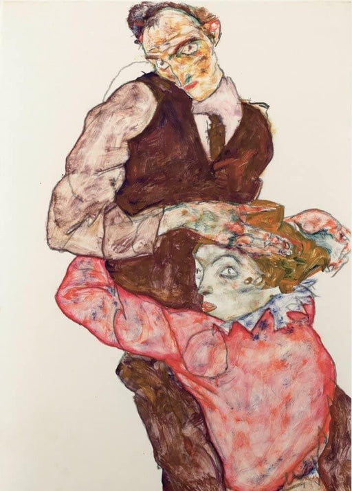 Egon Schiele 'Lovers, Detail', Austria, 1914-15, Reproduction 200gsm A3 Vintage Classic Art Poster - World of Art Global Limited