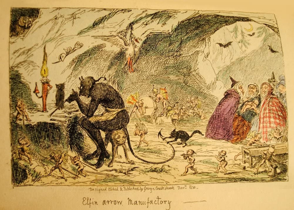 Vintage Occult and Magic 'Elfin Arrow' from 'Letters On Demonology and Witchcraft', England, 1830, Sir Walter Scott and George Cruikshank, Reproduction 200gsm A3 Vintage Poster