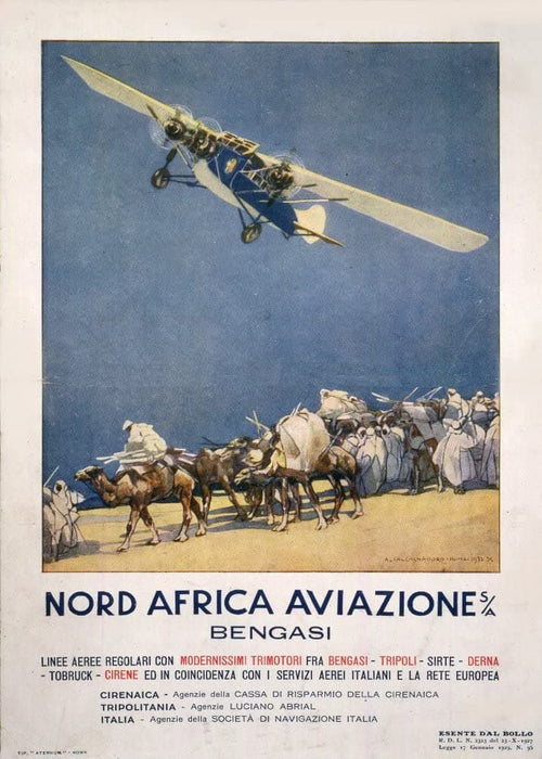 Vintage Travel Libya 'North Africa for Tripoli and Bengasi', 1932, Reproduction 200gsm A3 Vintage Art Deco Travel Poster