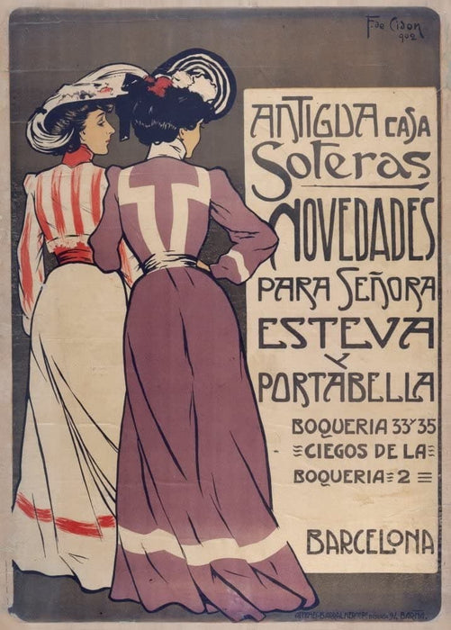 Vintage Clothes and Accessories 'Antigua Casa Soteras', Barcelona, Spain, 1902, Reproduction 200gsm A3 Vintage Poster