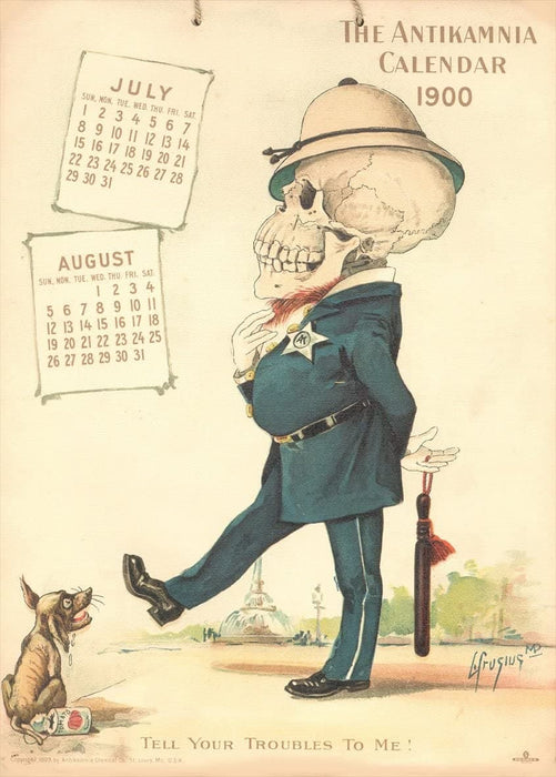 Vintage Anatomy 'The Policeman. Tell Your Troubles to Me', from 'The Antikamnia Calender', 1900, U.S.A, Reproduction 200gsm A3 Vintage Medical Poster