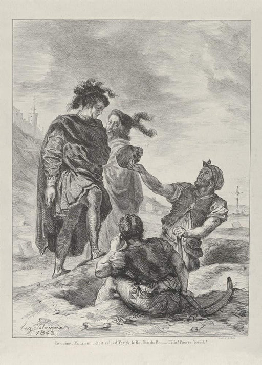 Eugene Delacroix 'Hamlet and Horatio Before The Gravediggers', France, 1843, Reproduction 200gsm A3 Shakespeare Classic Art Poster - World of Art Global Limited