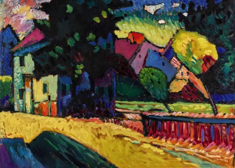 Kandinsky 'Murnau, Landscape with Green House', Russia, 1909, Reproduction 200gsm A3 Vintage Classic Art Poster