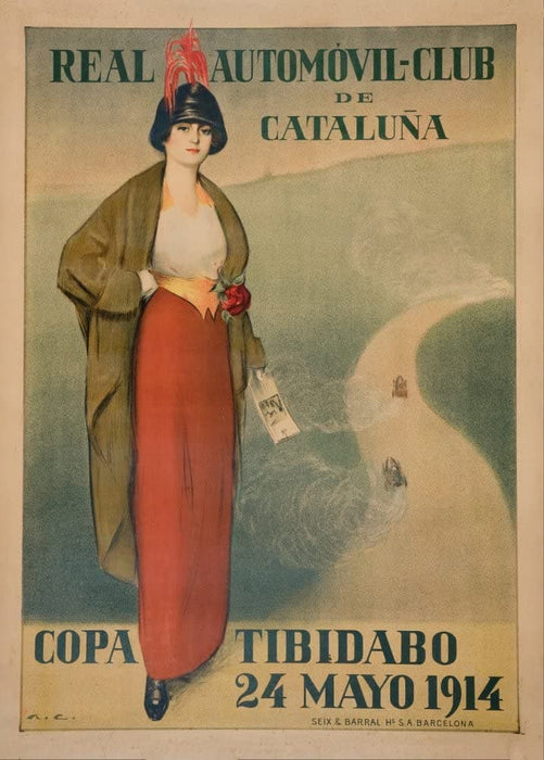 Vintage Automobile 'Cataluna Real Automobile Club', Spain, 1914, by Ramon Casas, Reproduction 200gsm A3 Vintage Automobile Poster