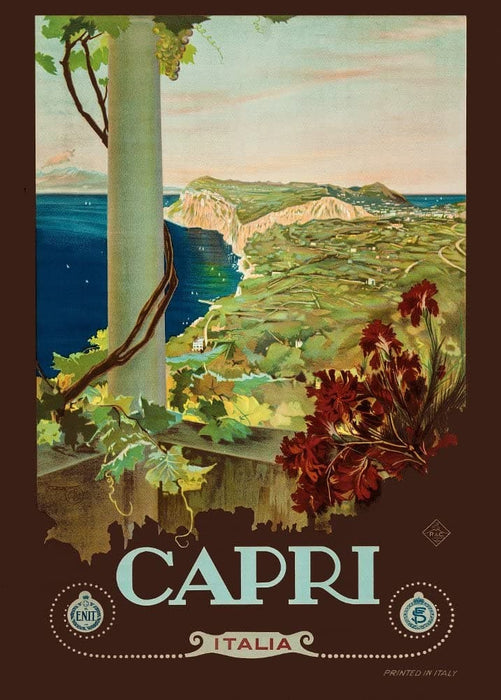 Vintage Travel Italy 'Capri', Circa. 1920-30's, Reproduction 200gsm A3 Vintage Art Deco Travel Poster