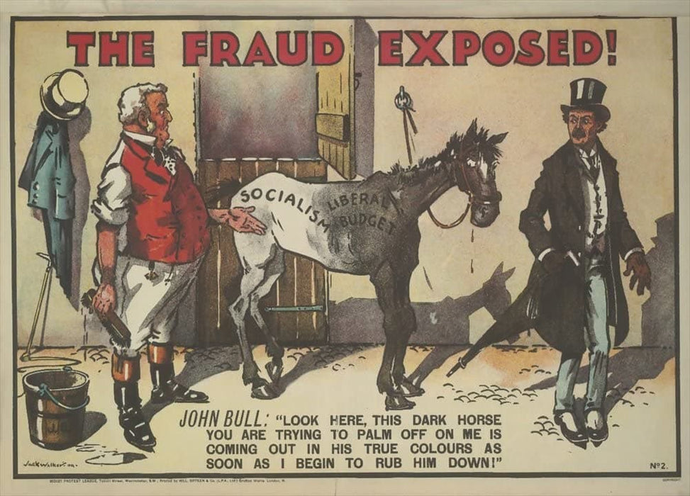 Vintage Conservative Party Propaganda 'The Fraud Exposed', 1909, Reproduction 200gsm A3 Vintage British Propaganda Poster