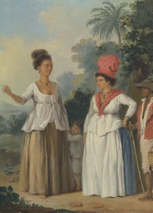 Agostino Brunius 'West Indian Women of Colour, with a Child and Black Servant, Detail', 1780, West Indian, Caribbean, Reproduction 200gsm A3 Vintage Classic Art Poster - World of Art Global Limited