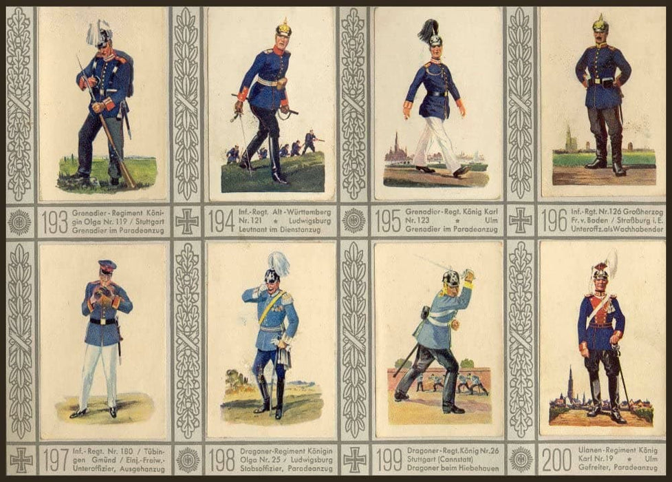 Vintage German 19th Century Propaganda 'Uniforms of The Old German Armies, pre-1875, Selection 5', Reproduction 200gsm A3 Vintage German Military Uniforms Poster