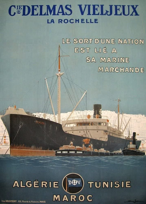 Vintage Travel Algeria, Tunisia and Morocco 'Cie Delmas Vie Jeux', France, 1920-30's, Reproduction 200gsm A3 Vintage Art Deco Travel Poster