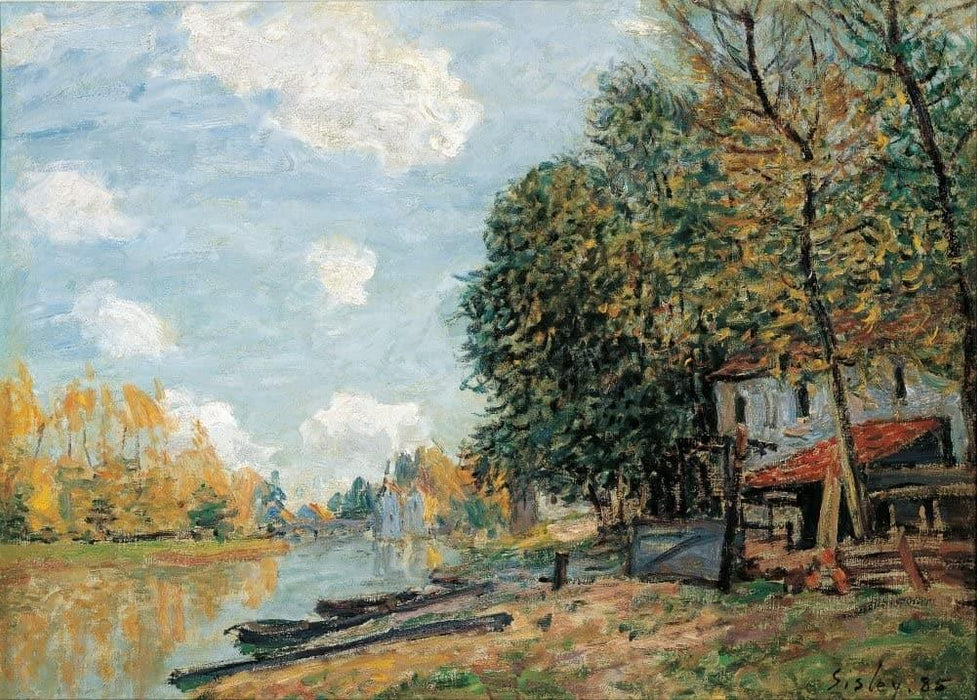 Alfred Sisley 'Moret, The Banks of The River Loing', 1877, British, Impressionism, Reproduction 200gsm A3 Vintage Classic Art Poster - World of Art Global Limited