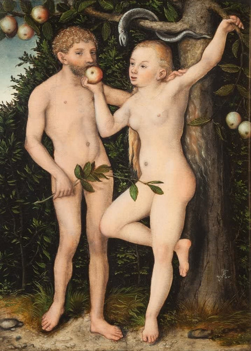 Lucas Cranach The Elder 'Adam and Eve', 1538, Germany, Reproduction 200gsm A3 Vintage Classic Art Poster