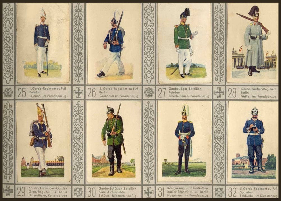 Vintage German 19th Century Propaganda 'Uniforms of The Old German Armies, pre-1875, Selection 4', Reproduction 200gsm A3 Vintage German Military Uniforms Poster
