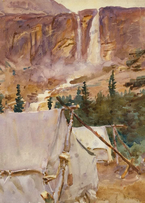 John Singer Sargent 'Camp and Waterfall', U.S.A, 1916, Reproduction 200gsm A3 Vintage Classic Art Poster