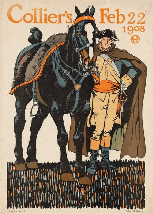 Vintage Literature 'A Soldier with a Horse' from 'Collier's Magazine', U.S.A, 1908, Edward Penfield, Reproduction 200gsm A3 Vintage Art Nouveau Poster