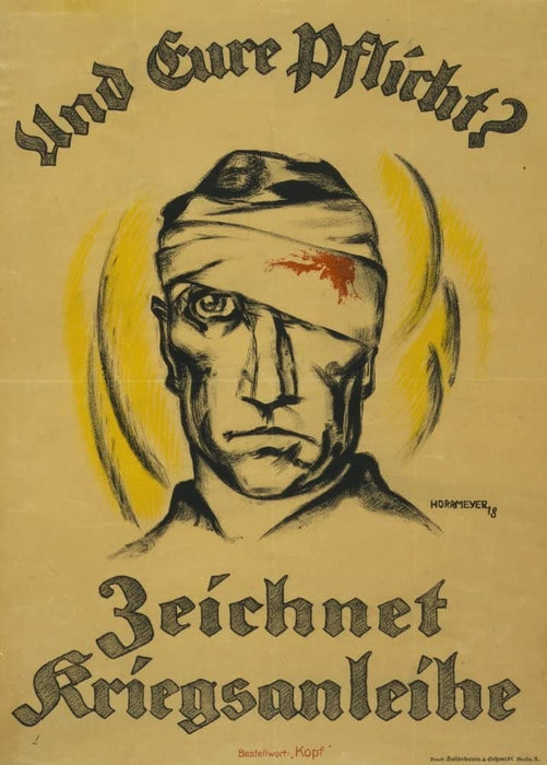 Vintage German WW1 Propaganda 'Your Duty is to Buy War Bonds', Germany, 1914-18, Reproduction 200gsm A3 Vintage German Propaganda Poster