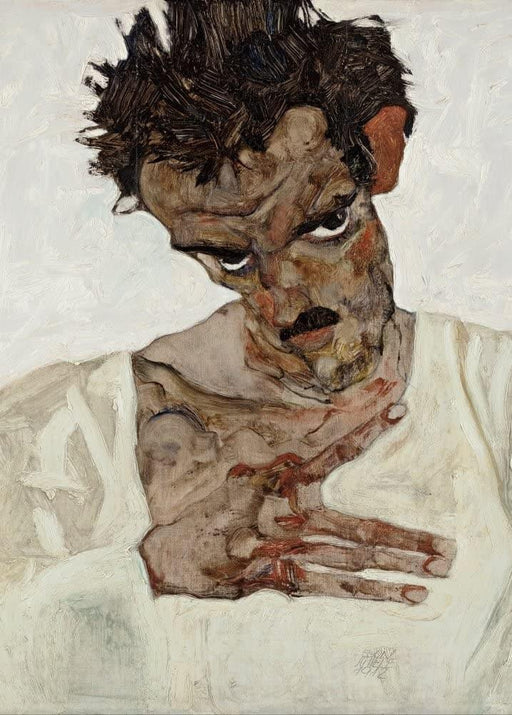 Egon Schiele 'Self-Portrait with Lowered Head, Detail', Austria, 1912, Reproduction 200gsm A3 Vintage Classic Art Poster - World of Art Global Limited