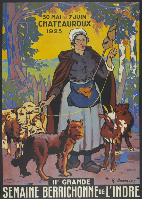 Vintage Travel France 'Grande Semaine Berrichonne del L'Indre', France, 1925, Reproduction 200gsm A3 Vintage Art Deco Travel Poster