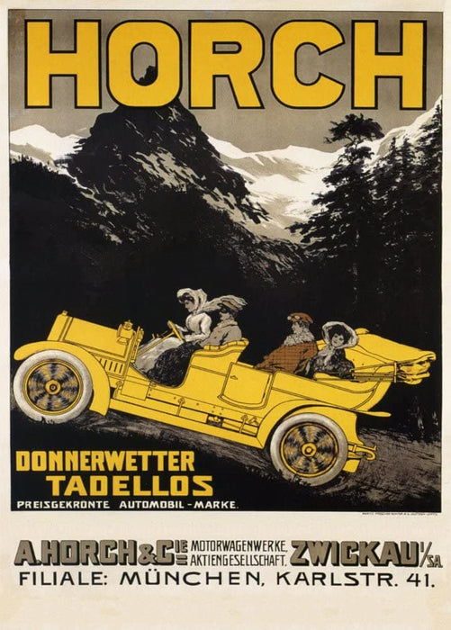 Vintage Automobile 'Horch Automobiles, Munich', Germany, 1908, Reproduction 200gsm A3 Vintage Automobile Poster