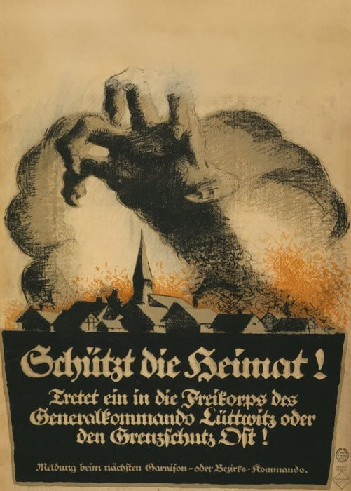 Vintage German WW1 Propaganda 'Protect Your Home!', Germany, 1914-18, Reproduction 200gsm A3 Vintage German Propaganda Poster