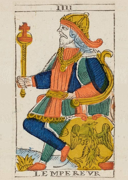 Vintage Occult and Magic, Tarot of Marseilles 'The Emperor', Switzerland, 1751, Reproduction 200gsm A3 Vintage Tarot Card Poster