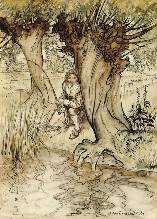 Arthur Rackham 'Get Secretly Behind The Tree', England, 1931, Reproduction Vintage 200gsm A3 Classic Art Poster - World of Art Global Limited