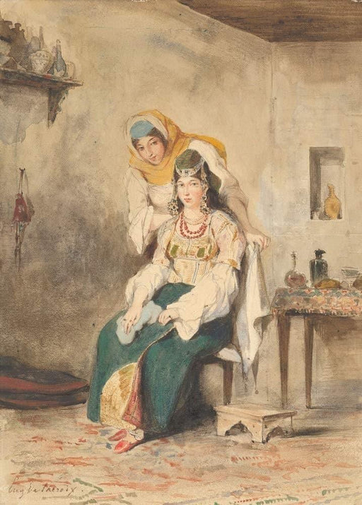 Eugene Delacroix 'Saada, The Wife of Abraham Ben-Chimol, and Preciada, One of Their Daughters', France, 1842, Reproduction 200gsm A3 Classic Art Vintage Poster - World of Art Global Limited