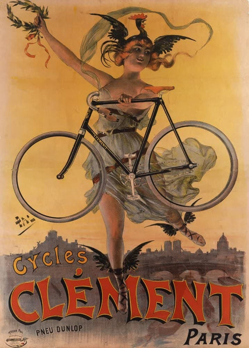 Vintage Cycling 'Clement Cycles', Paris, France, 1898, Reproduction 200gsm A3 Vintage Art Nouveau Cycling Poster